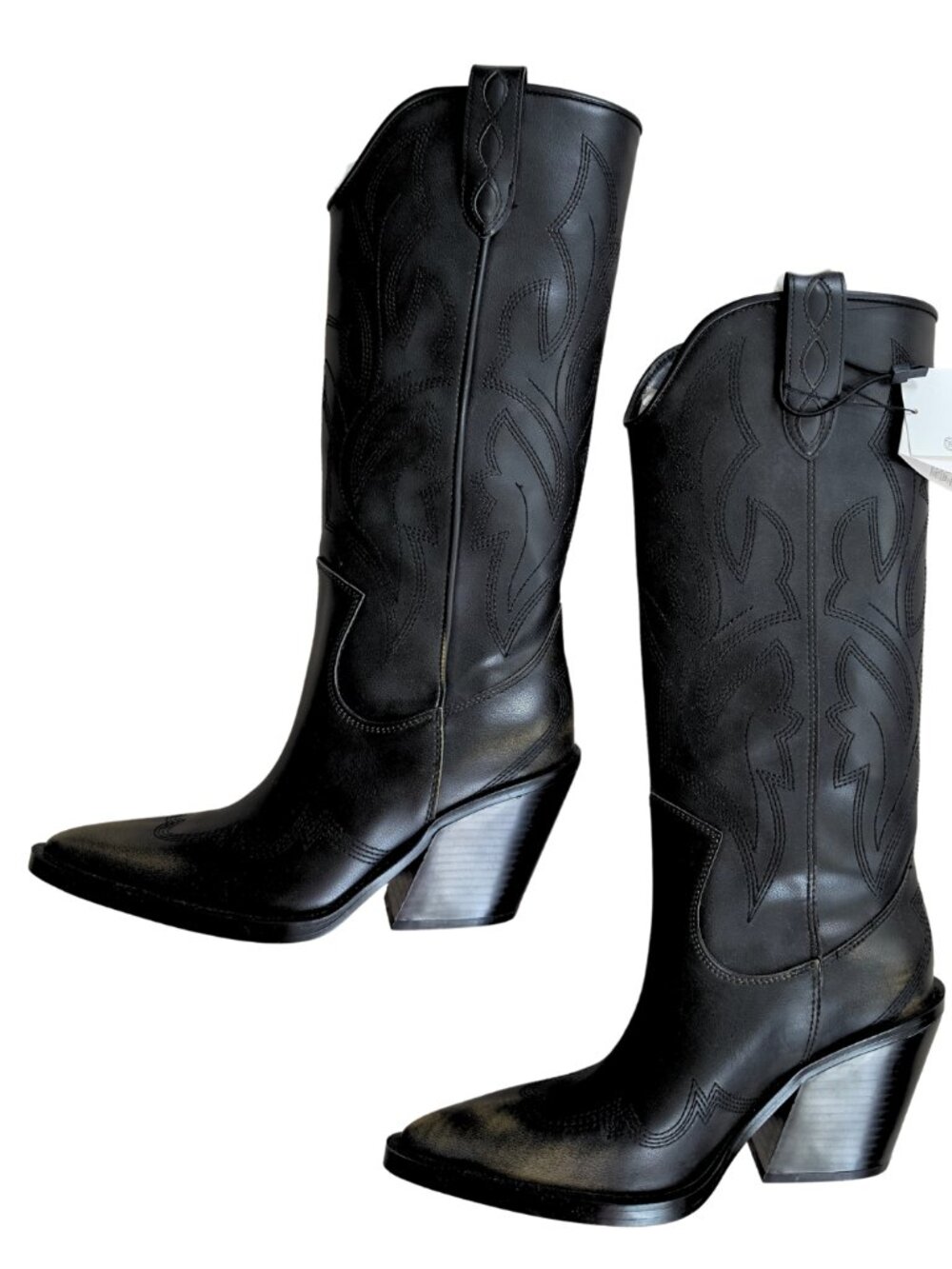 NWT ZARA Black Embroidered Western Cowboy Boots – Size 6.5 (US) / 37 (EU) - Picture 6 of 10